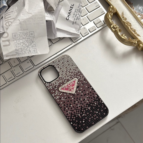 Prada Pink Black and Silver iPhone Case with Luxurious Design